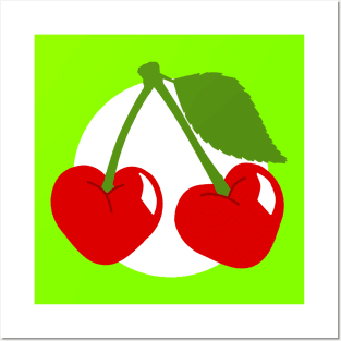 Cherry Hearts - Green Posters and Art